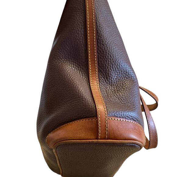 Dooney Bourke Charleston Two Tone Tan Brown Pebble Leather Tote Shoulder Bag - Picture 16 of 16